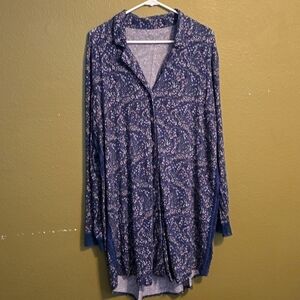 Victoria Secret Button Front, Long Sleeve Night Gown XL